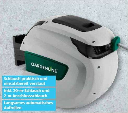 GARDENLINE Automatischer Schlauchaufroller mit 20m Schlauch für 49,99 Euro [Aldi]