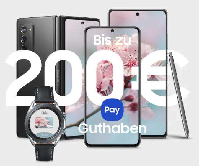 Samsung Pay: 100€ zum S21 (Plus) & alle Note 20 & Watch 3 | 200€ zum S21 Ultra & Z Fold 2 & Z Flip (5G) oder Keyboard Tab S7 Reihe