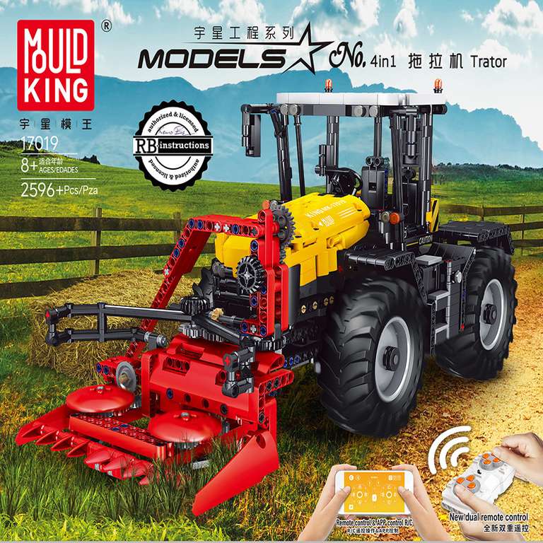 Mould King 17019 RC Traktor (2596 Teile / 4 Motoren) / 17021 Erweiterungsset (3098 Teile, VGP -12%))