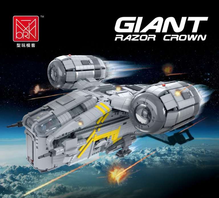 MORK 032002 Giant Razor Crown (UCS Razor Crest aus Star Wars / The Mandalorian) / 4453 Klemmbausteine / authorisiert vom MOC-Designer