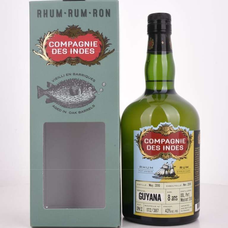 Rum-/Tequila-Übersicht #10: DealClub-Sammeldeal z.B. Compagnie des Indes Guyana Rum 8 YO Single Cask 43% vol. für 47,69€ inkl. Versand
