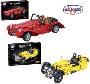 2er Set: Winner 7062 Red Convertible Car - 1:10 - 1141 Teile + Winner 7065 Morgan 3 Wheeler - 1:10 - 838 Klemmbausteine
