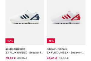 Adidas ZX Flux weiß/rot bzw. weiß/blau (Gr.36-49) @ zalando