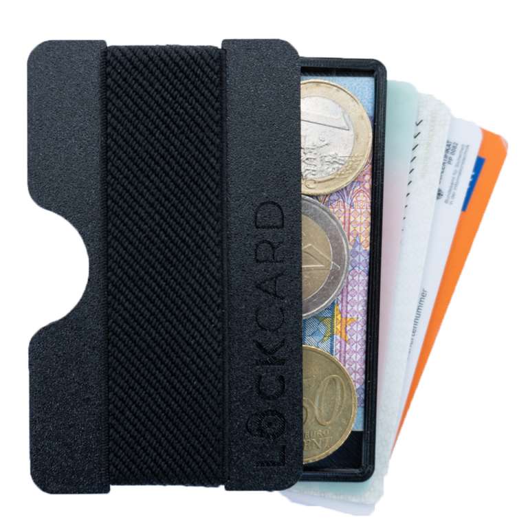 Lockcard Wallet, Geldbeutel bis zu 15 Karten und Bargeldfach.