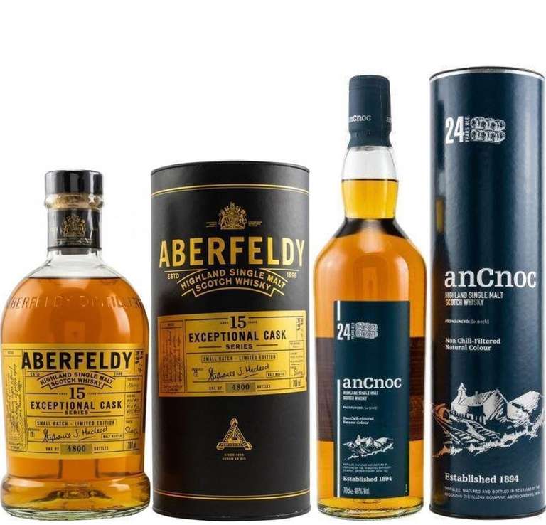 Whisky-Übersicht #86: z.B. Aberfeldy 15 Jahre Exceptional Cask Series für 61,45€, AnCnoc 24 Highland Single Malt für 102,35€ inkl. Versand