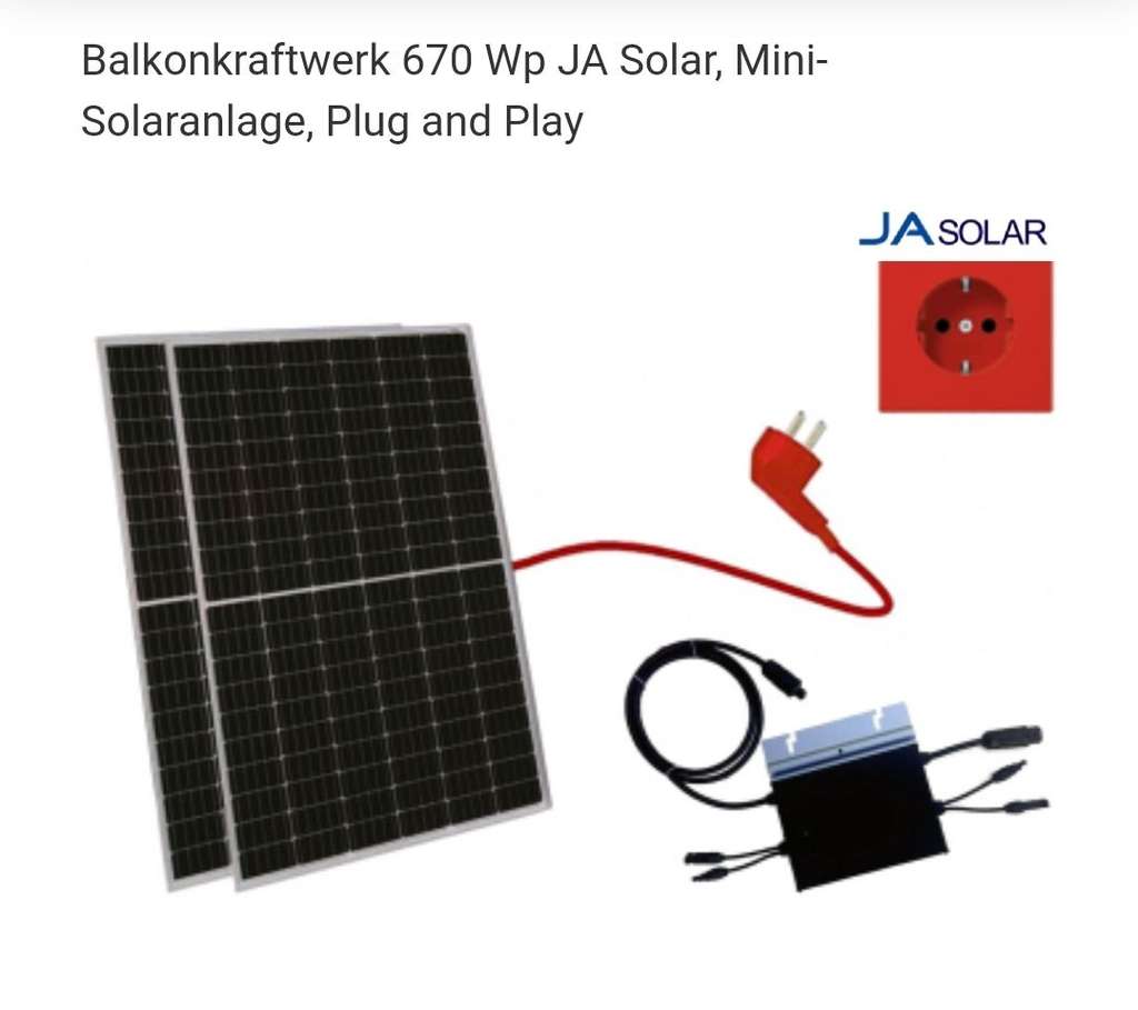 Balkonkraftwerk 730 Watt Solar Mini Photovoltaikanlage Plug & Play PV 600 Watt 