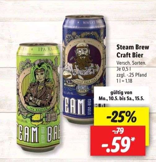 [Lidl] Verschiedene Craft Biere im Angebot zb. Steam Brew für 59 Cent/ 500ml Dose