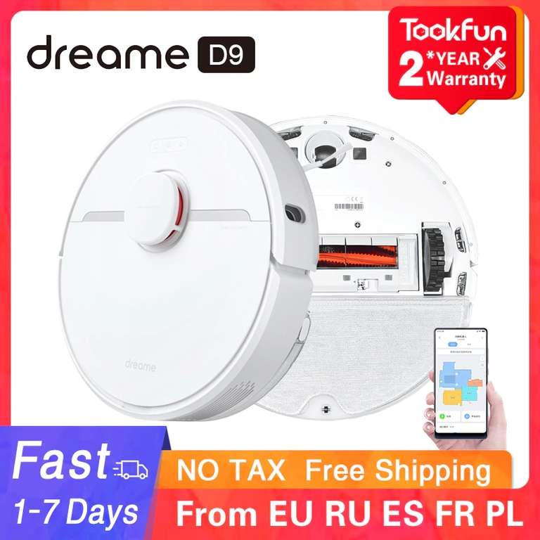 Dreame D9: Saugroboter mit Wischfunktion - Versand aus EU (LDS Scanner, 3000Pa Leistung, 150min Akku, Zonenreinigung, 570ml Behälter)
