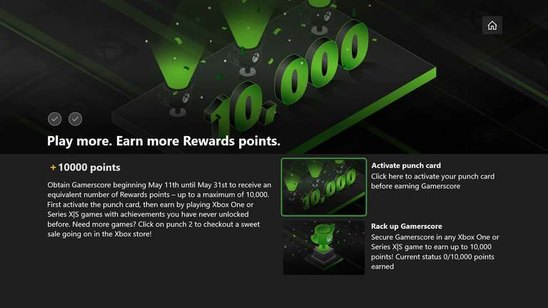 (eingeladene User) Microsoft Rewards Gamerscore Punch Card bis zu 10.000 Rewards Punkte (Xbox live Gold /Gamepass)