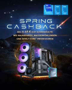 MSI Spring Cashback bis zu 40 bzw 65 Euro Cahsback auf ausgewählte Mainboards