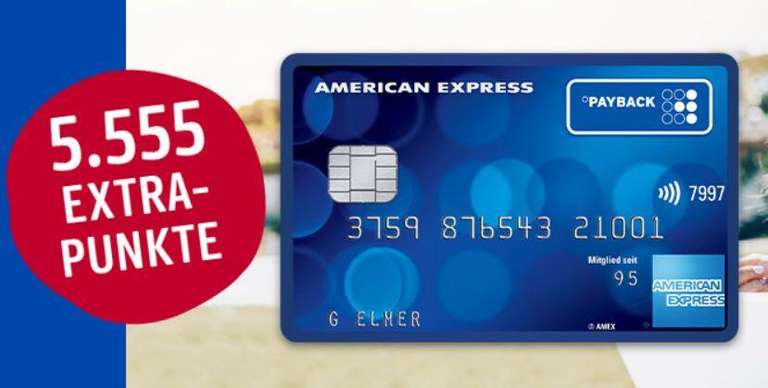 Kostenlose PAYBACK American Express Kreditkarte + 5.555 Payback Punkte (55,55€)