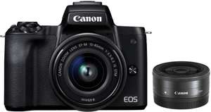 Canon EOS M50 Systemkamera + 15-45 mm F3.5-6.3 STM + 22mm F2 STM Objektiv Kit