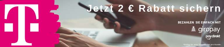 2 Euro Rabatt bei Telekom Prepaid Aufladung bei Zahlung mit Giropay
