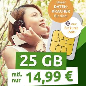 [Telekom-Netz] 25GB LTE (300 Mbit/s) Telekom green XL Datentarif von mobilcom-debitel für mtl. 14,99€ + 0€ AG