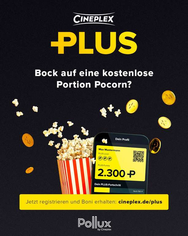 [Cineplex] Gratis Popcorn in Cineplex Kinos durch Bonusprogramm