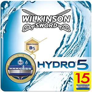 Wilkinson Sword Hydro 5 Rasierklingen für Herren Rasierer briefkastenfähig, 15 Stück