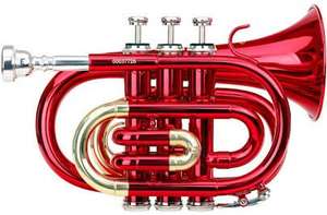 Bb-Taschentrompete Brass TT-400 in rot von Classic Cantabile, Trompete im Kleinstformat inkl. Mundstück, Leichtkoffer [kirstein.de]