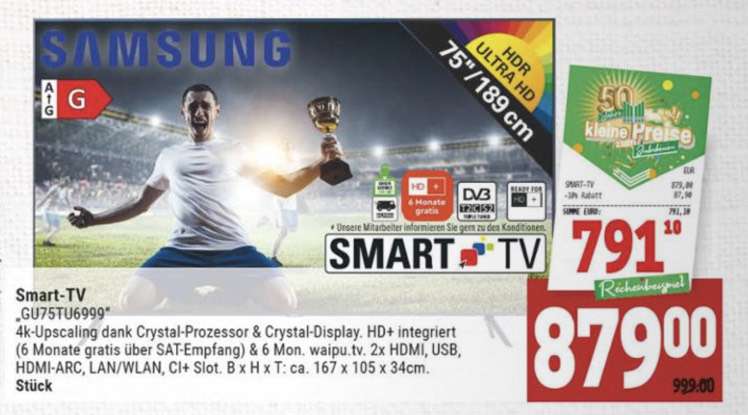 [Marktkauf] Samsung GU75TU6999U 75“ 4k LED-TV
