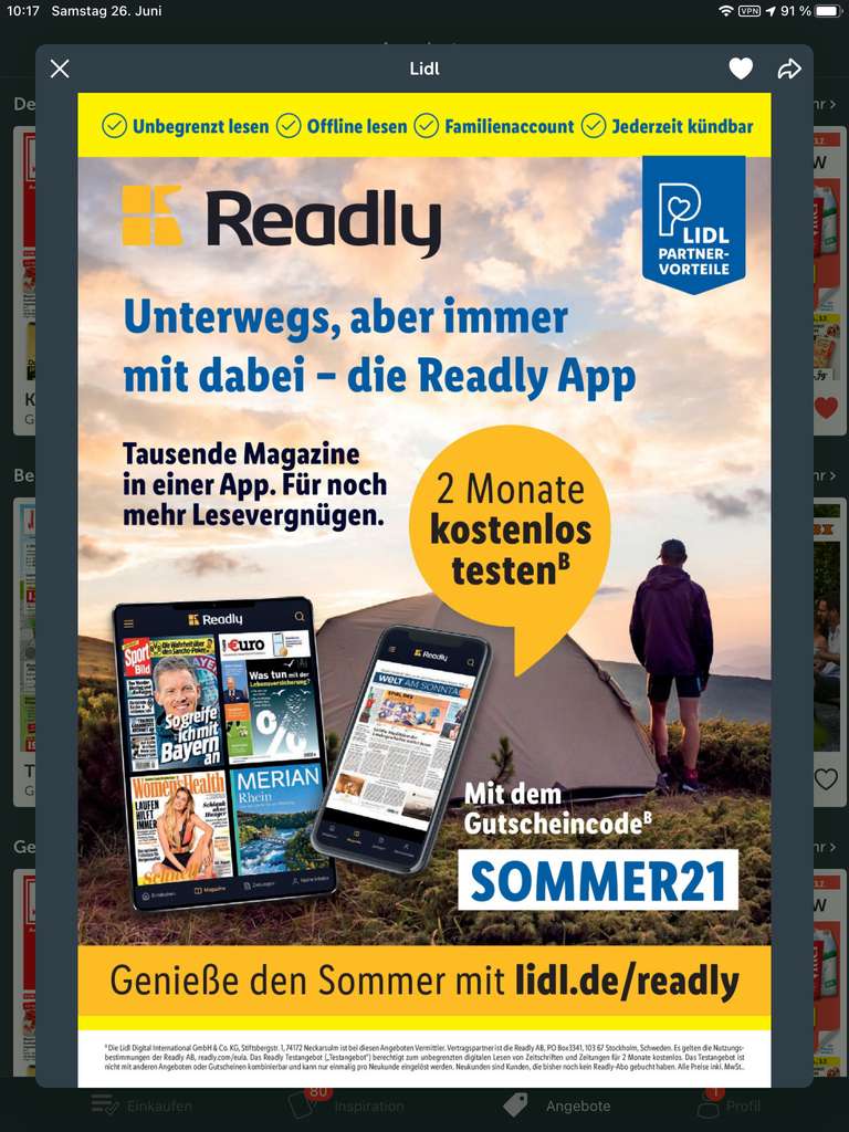 Readly 2 Monate Gratis für Neukunden (Lidl Partnervorteile) - mydealz.de