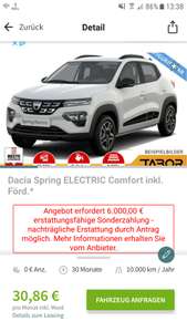 Gewerbeleasing Dacia Spring Electric Elektroauto BAFA Tabor