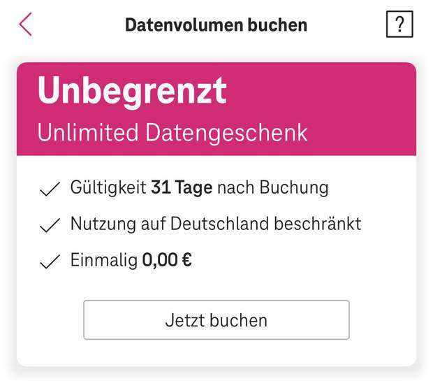 [Telekom private Laufzeitverträge] 31 Tage unbegrenztes (Deutschland) + 45GB (EU) Datenvolumen geschenkt