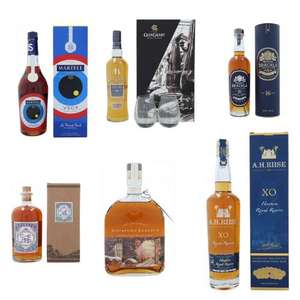 Letzter Tag: Glen Grant 18 years whisky, Royal Brackla 16 years, Monkey 47 Barrel Cut 2020, Martell VSOP La French Touch Edition, rum