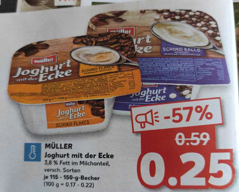 Joghurt mit der Ecke - verschiedene Sorten - Müller [Kaufland offline bundesweit?]