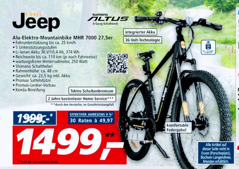 Jeep Mountain E-Bike MHR 7000 bundesweit in vielen real-Märkten