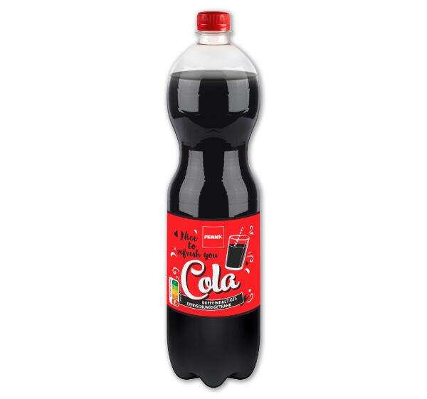Penny: ab heute Cola mit/ ohne Zucker der Eigenmarke von Penny, jeweils 1,5 Liter Einweg-Pfandflasche, Literpreis: 23Cent