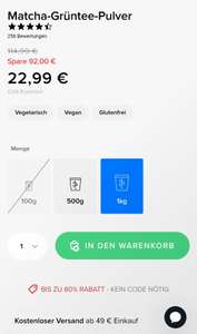 Sale bei Bulk.com Matcha Pulver für 22,99 €/kg