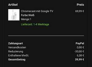 [Vattenfall (Kunde!) my Highlights + Tink] Chromecast mit Google TV für 39,99