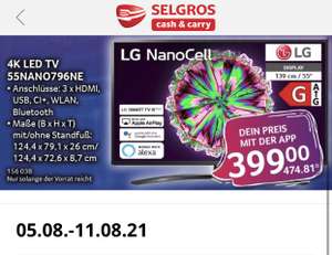 LG 55NANO796NE NanoCell LCD TV UHD 4K, SMART TV, webOS 5.0 - App Gutschein -Selbstabholer