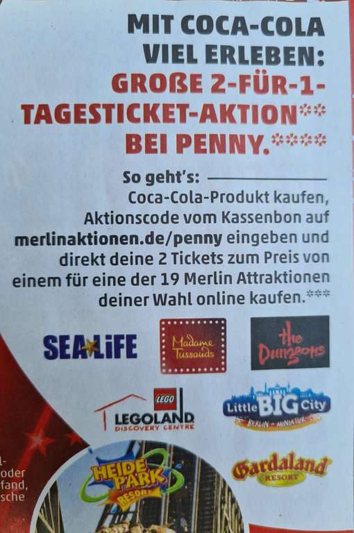 Edeka / Marktkauf - 2 für 1 Tagesticket Aktion für z. B. SeaLife, Legoland, Heide Park, Gardaland + Movie Park