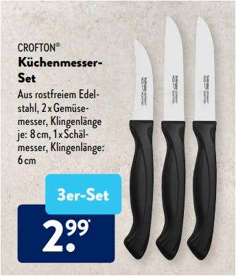 3er-Set Küchenmesser von Crofton für 2,99 Euro [Aldi-Süd]