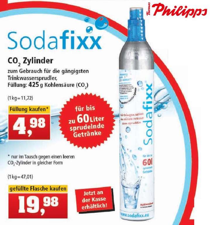 [Thomas Philipps] Sodafixx CO2-Zylinder Tausch / Füllung 425g Kohlensäure