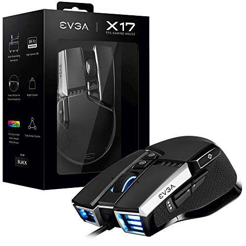[Prime][Bestpreis] EVGA X17 Gaming Mouse, Wired, Black, Customizable, 16,000 DPI, 5 Profiles, 10 Buttons, Ergonomic