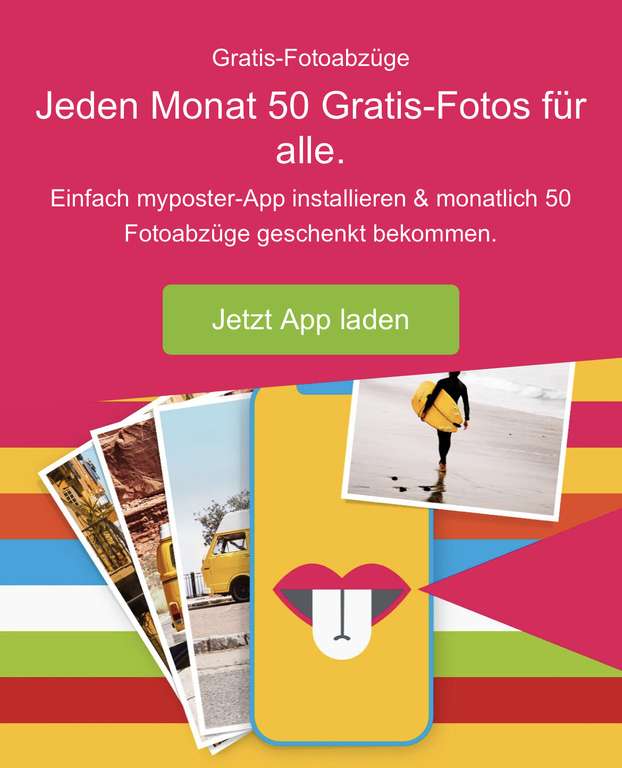 Jeden Monat 50 Gratis Fotoabzüge bei myposter [Nur in der App]