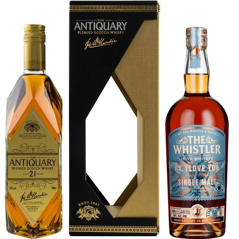 Whisky-Übersicht #105: z.B. The Antiquary 21 Jahre Blended Scotch Whisky für 59,45€, The Whistler PX I Love You für 40,90€ inkl. Versand