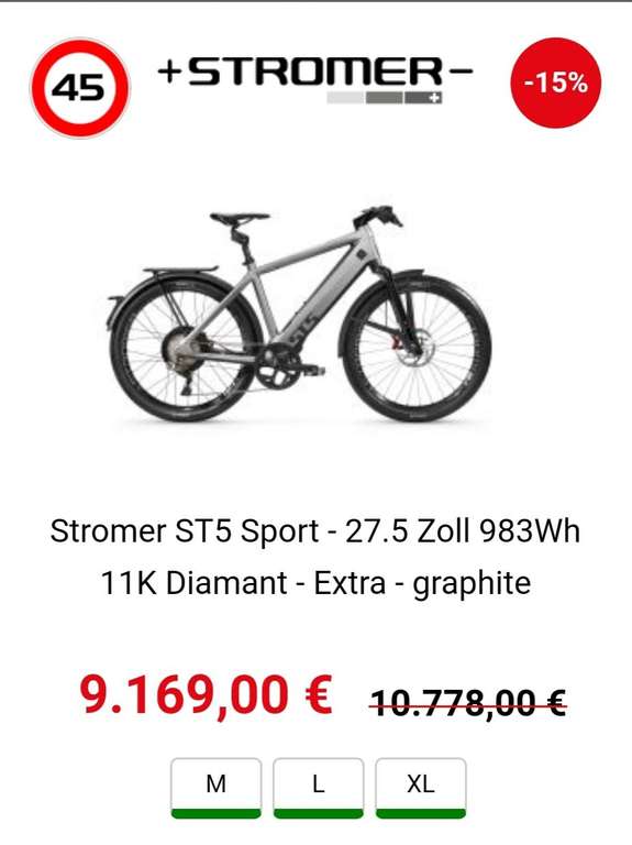 Stromer ST5 Sport - 27.5 Zoll 983Wh 11K Diamant - Extra - graphite