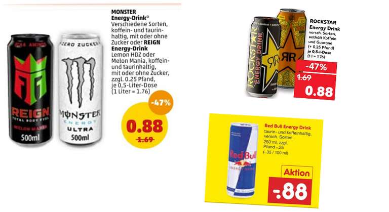 Energy Drink Angebote vom 20.09 - 26.09 z.B. Reign Body Fuel oder Monster Energy für 0.88€ + 0.25€ Pfand