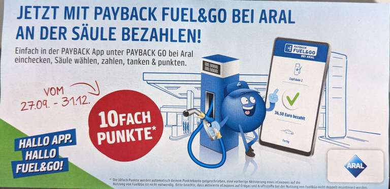10fach Payback Punkte bei Nutzung von Fuel&Go [Aral]