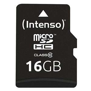 Intenso Micro SDHC 16GB Class 10 Speicherkarte inkl. SD-Adapter schwarz (Prime)