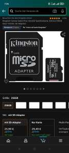 Kingston canvas micro SD 256gb bei Amazon reduziert