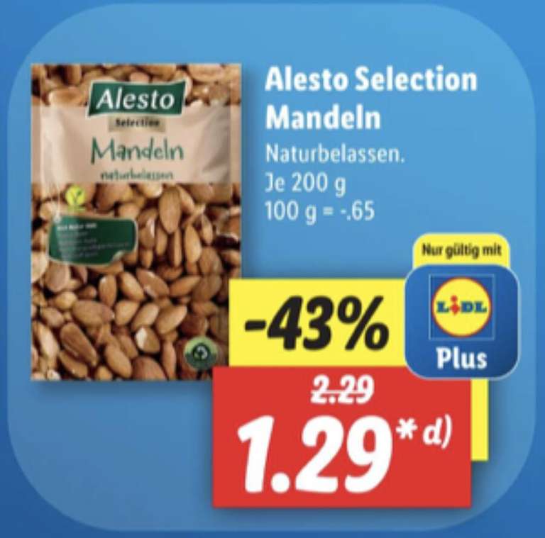 Alesto Selection - Mandeln naturbelassen [Lidl Plus App]