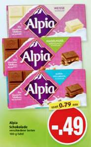 MARKANT, Norddeutschland: Alpia Schokolade, verschiedene Sorten 100g für 49Cent