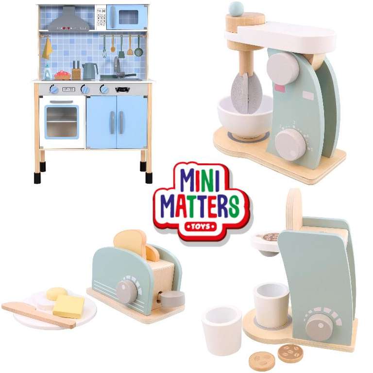 Kaffeemaschine Toaster Mixer Holz Spielküche Kinderküche Zubehör Spielzeug 