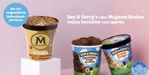 Ben & Jerry‘s oder Magnum Eis bei Lieferdiensten Bestellen 30% Cashback Kombi mit Flink und Gorillas Gutscheinen möglich
