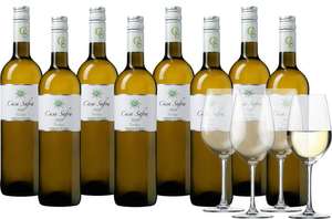 8 Flaschen Casa Safra Verdejo Weißwein + 4 Gläser für 44,99€