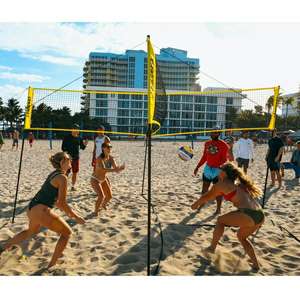 Crossnet Four Square Volleyball, neue Sportart, 4 Felder Volleyballset inkl. Netz und Mikasa Ball [Sportdeal24]