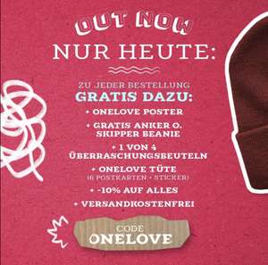 [One Love Shop] 10% auf alles + Beanie + Poster + Jutebeutel + Sticker/Postkarten